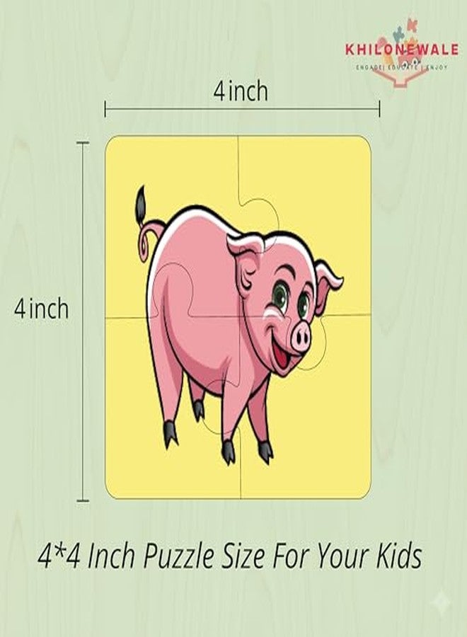 Khilonewale Combo 6 of Wooden Jigsaw Puzzle for Kids Ages 3+ | 10x10 CM | Educational Learning Toy for Toddlers & Preschoolers | Wooden Puzzle | Gift for Children | Toys for Kids | Puzzle (Farm Animal) - Image 3